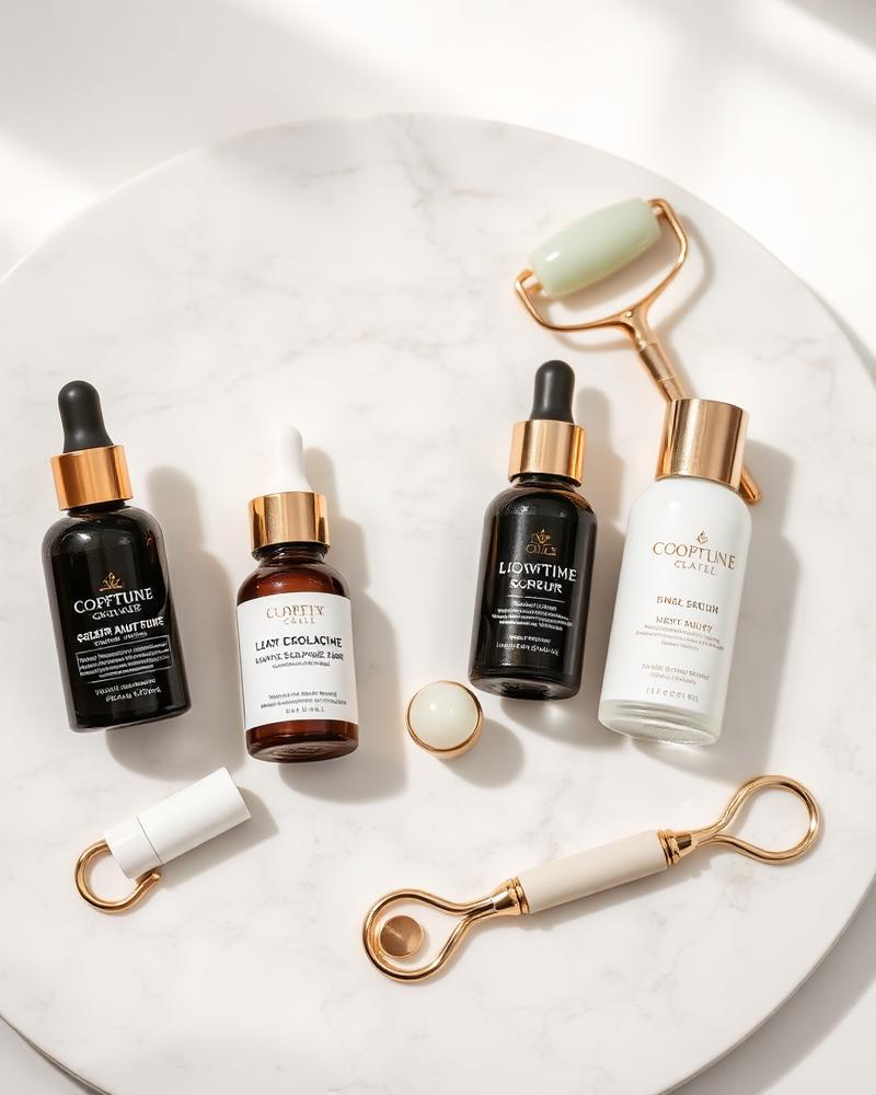 Luxury skincare products on marble